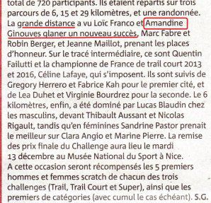 Le Trail du Soleil Levens 2022 (Levens, 06) - Victoire d'Amandine Ginouvès sur 30 km