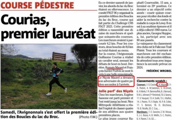 Les Boucles du Lac (Le Broc) - Romain Maurel 2ème, Nathalie Saupagna 4ème femme