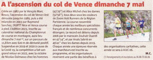 Ascension du Col de Vence (Alpes-Maritimes) - Dimanche 7 mai 2023