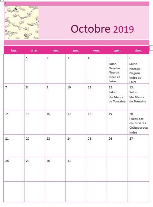 Calendrier des Salons 2019/2020