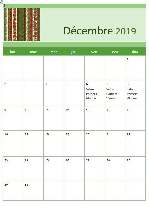 Calendrier des Salons 2019/2020