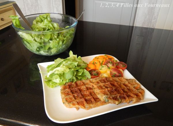 gaufre salée à châtaigne, carotte, courgette, pavot et gruyère