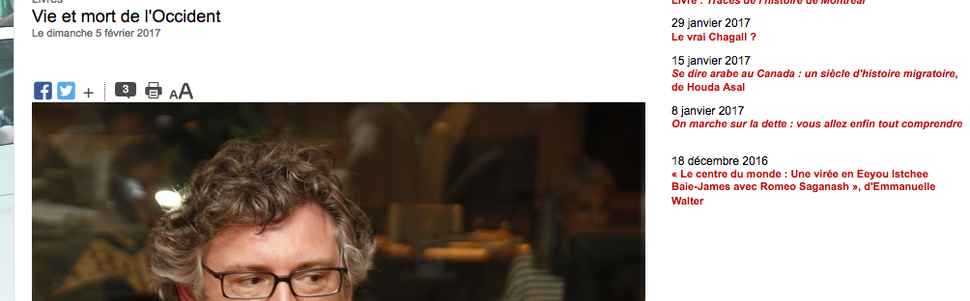 Michel Onfray - Désautels le dimanche (Radio Canada) - 05.02.2017 - Décadence