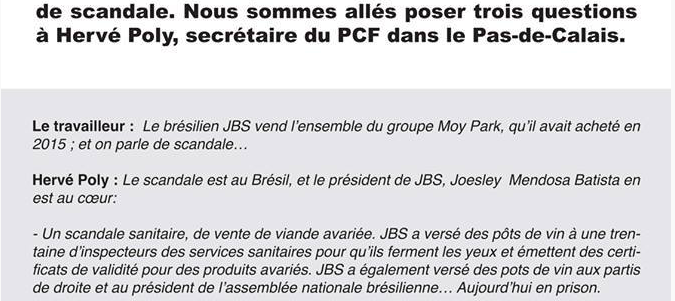 Moy Park : Pas question de payer les pots de vin du brésilien JBS