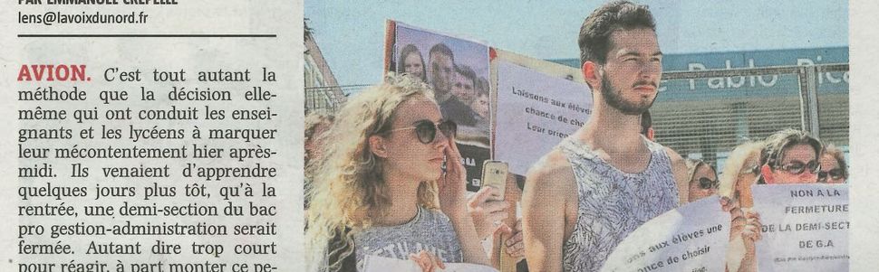 Lycée Picasso à Avion : Non à la fermeture de la section Bac pro !