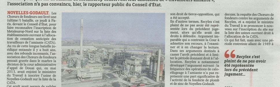 Ex-salariés de Metaleurop : Scandale de l'amiante, vers une mauvaise nouvelle ?