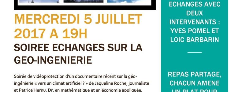 Projection du film " Vers un climat artificiel " le 5 juillet à Thonon-les-Bains