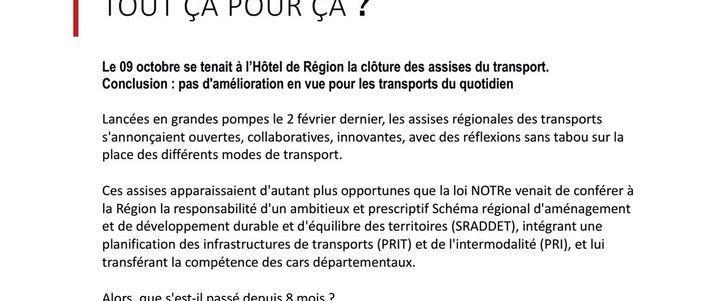 Clôture des assises régionales du transport : le communiqué de l'association d'usagers NOSTERPACA ...