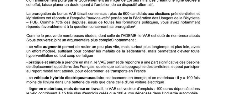 Parlons Vélo ! lettre au Président de la République à propos des vélos à assistance électrique ...